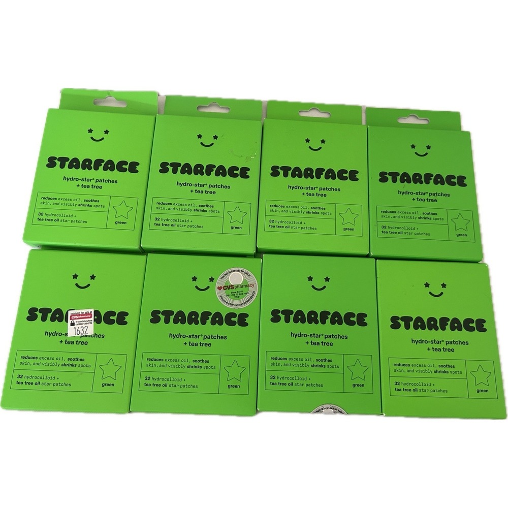 8 Boxes Of Starface Hydro-Star Patches Plus Tea Tree 32ct Green Unopened